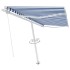 Toldo de pie manual retráctil azul y blanco 400x350