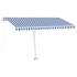 Toldo de pie manual retráctil azul y blanco 400x350