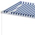 Toldo de pie manual retráctil azul y blanco 400x350