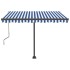 Toldo de pie automático azul y blanco 350x250