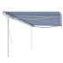 Toldo manual retráctil con postes azul y blanco 5x3,5