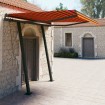 Toldo retráctil automático con postes naranja y marrón 3,5x2,5m