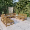 Muebles de jardín 7 piezas marrón miel madera maciza de pino