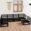 Juego de muebles de jardín 6 piezas negro madera maciza de pino