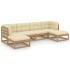 Set de muebles de jardín 6 pzs cojines madera pino marrón