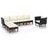 Set muebles de jardín 7 pzas ratán sintético eucalipto