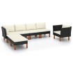 Set muebles de jardín 7 pzas ratán sintético eucalipto negro