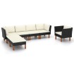 Set muebles de jardín 7 pzas ratán sintético eucalipto negro