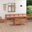 Juego muebles de jardín 10 pzas madera maciza pino marrón miel