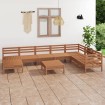 Juego muebles de jardín 9 pzas madera maciza pino marrón miel