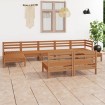 Set de muebles de jardín 9 pzas madera maciza pino marrón miel