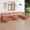 Juego muebles de jardín 10 pzas madera maciza pino marrón miel