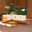 Set muebles de jardín 4 pzas cojines crema madera de acacia