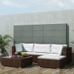 Set muebles de jardín 5 piezas y cojines ratán sintético marrón