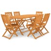 Set comedor de jardín plegable 7 pzas madera maciza de acacia