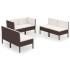 Set muebles de jardín 6 pzas y cojines ratán sintético