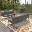 Set de muebles de jardín 8 pzas y cojines ratán sintético gris