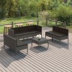 Set de muebles de jardín 8 pzas y cojines ratán sintético gris