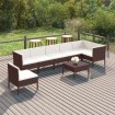 Set muebles de jardín 8 pzas y cojines ratán sintético marrón