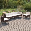 Set muebles de jardín 6 pzas y cojines ratán sintético marrón