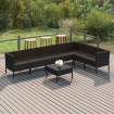 Set de muebles de jardín 8 pzas y cojines ratán sintético negro