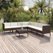 Set muebles de jardín 8 pzas y cojines ratán sintético marrón