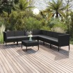 Set de muebles de jardín 8 pzas y cojines ratán sintético negro