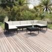 Set de muebles de jardín 8 pzas y cojines ratán sintético negro