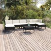 Set de muebles de jardín 8 pzas y cojines ratán sintético negro