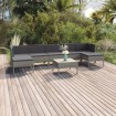 Set de muebles de jardín 8 pzas y cojines ratán sintético gris