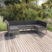 Set de muebles de jardín 6 pzas y cojines ratán sintético gris