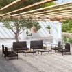 Set muebles de jardín 8 piezas y cojines ratán sintético negro