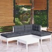 Muebles de jardín 5 pzas con cojines blanco madera de pino