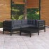 Muebles de jardín 5 pzas con cojines negro madera de