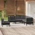 Muebles de jardín 5 pzas con cojines negro madera de