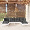 Muebles de jardín 6 pzas con cojines blanco madera de pino