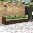 Set muebles de jardín 4 piezas y cojines ratán sintético marrón