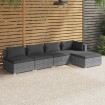 Set de muebles de jardín 5 pzas y cojines ratán sintético gris