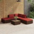 Set muebles de jardín 6 piezas y cojines ratán sintético