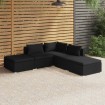 Set de muebles de jardín 5 pzas y cojines ratán sintético negro