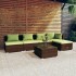 Set muebles de jardín 6 piezas y cojines ratán sintético