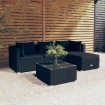 Set de muebles de jardín 5 pzas y cojines ratán sintético negro