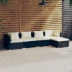 Set de muebles de jardín 5 pzas y cojines ratán sintético negro