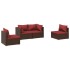 Set muebles de jardín 4 piezas y cojines ratán sintético