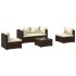 Set muebles de jardín 5 piezas y cojines ratán sintético