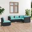 Set de muebles de jardín 5 pzas y cojines ratán sintético negro