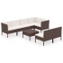 Set muebles de jardín 8 pzas y cojines ratán sintético