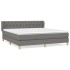 Cama box spring con colchón tela gris oscuro 160x200