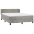 Cama box spring con colchón terciopelo gris claro 140x190