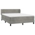 Cama box spring con colchón terciopelo gris claro 140x190